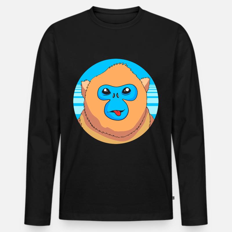 Stupsnasenaffe Affe Schimpanse - Männer Premium Bio Langarmshirt - Schwarz