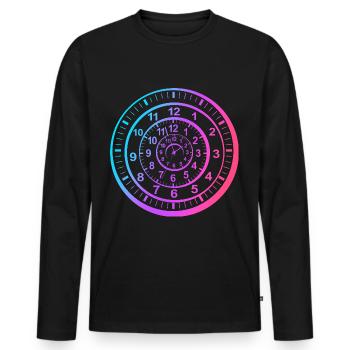 Time travel - Men's Premium Organic Long Sleeve Shirt - black - Front - Nico (187cm)