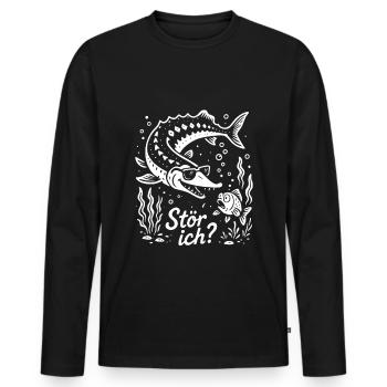 Stör ich? Hausen - Angler Spruch - Geschenk - Männer Premium Bio Langarmshirt - Schwarz - Vorne - Nico (187cm)