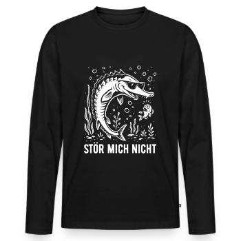Stör mich nicht - Hausen - Angler Spruch - Geschen - Männer Premium Bio Langarmshirt - Schwarz - Vorne - Nico (187cm)