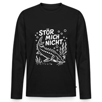 Stör mich nicht - Hausen - Angler Spruch Geschenk - Männer Premium Bio Langarmshirt - Schwarz - Vorne - Nico (187cm)