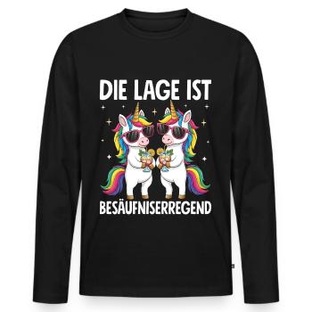La situation est l’ivresse - T-shirt manches longues Premium bio Homme - noir - Devant - Nico (187cm)