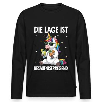 La situation est l’ivresse - T-shirt manches longues Premium bio Homme - noir - Devant - Nico (187cm)