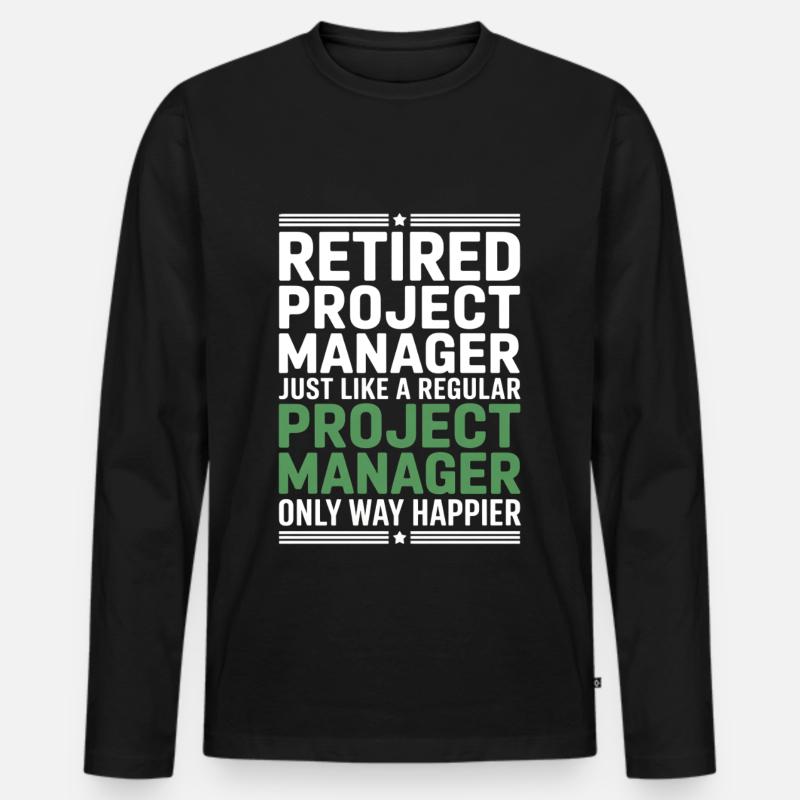 Rentner Projektmanager Spruch - Männer Premium Bio Langarmshirt - Schwarz