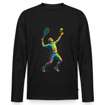 Tennis Tennis Player Man - Men's Premium Organic Long Sleeve Shirt - black - Front - Nico (187cm)