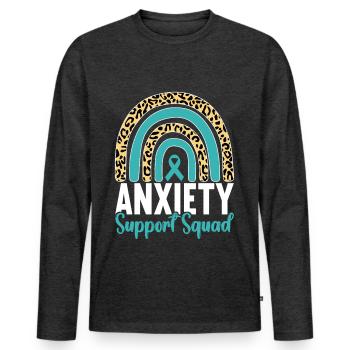 Trouble anxieux Trouble anxieux - T-shirt manches longues Premium bio Homme - anthracite chiné - Devant - Nico (187cm)