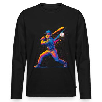 Baseball Baseball Player Man - Men's Premium Organic Long Sleeve Shirt - black - Front - Nico (187cm)