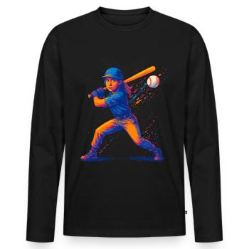 Baseball Joueur de baseball Femme - T-shirt manches longues Premium bio Homme - noir - Devant - Nico (187cm)