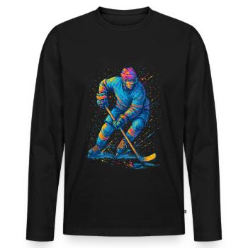 Eishockey Eishockeyspieler Mann - Männer Premium Bio Langarmshirt - Schwarz - Vorne - Nico (187cm)