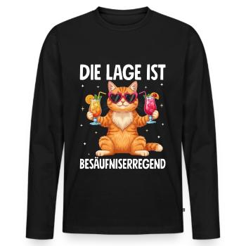La situation est l’ivresse - T-shirt manches longues Premium bio Homme - noir - Devant - Nico (187cm)