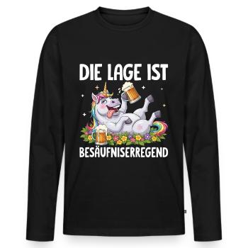 La situation est l’ivresse - T-shirt manches longues Premium bio Homme - noir - Devant - Nico (187cm)