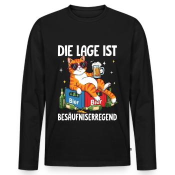 La situation est l’ivresse - T-shirt manches longues Premium bio Homme - noir - Devant - Nico (187cm)