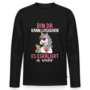 Bin Da Kann Losgehen Es Eskaliert Eh Wieder - Männer Premium Bio Langarmshirt - Schwarz - Vorne - Nico (187cm)