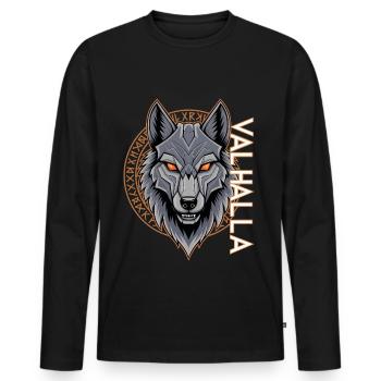 Conception de la rune du loup nordique Valhalla - T-shirt manches longues Premium bio Homme - noir - Devant - Nico (187cm)