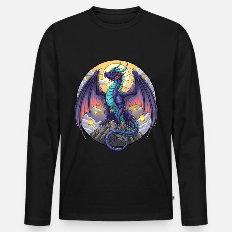 Purple Dragon - Männer Premium Bio Langarmshirt - Schwarz