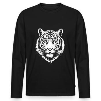 Tiger - Tiger Head - Big Cat - Costume - Men's Premium Organic Long Sleeve Shirt - black - Front - Nico (187cm)