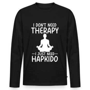 Thérapie Hapkido - T-shirt manches longues Premium bio Homme - noir - Devant - Nico (187cm)