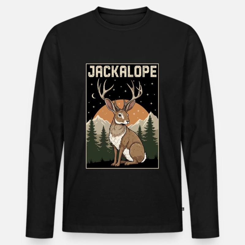 Jackalope - Männer Premium Bio Langarmshirt - Schwarz