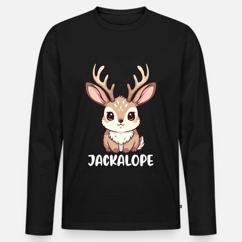 Jackalope - Männer Premium Bio Langarmshirt - Schwarz
