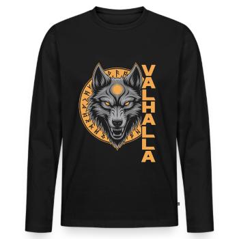 Conception de la rune du loup nordique Valhalla - T-shirt manches longues Premium bio Homme - noir - Devant - Nico (187cm)