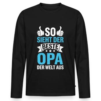 So Sieht Der Beste Opa Der Welt Aus - Männer Premium Bio Langarmshirt - Schwarz - Vorne - Nico (187cm)