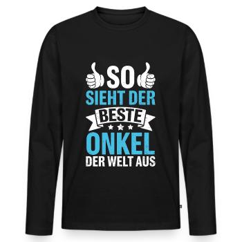 So Sieht Der Beste Onkel Der Welt Aus - Männer Premium Bio Langarmshirt - Schwarz - Vorne - Nico (187cm)