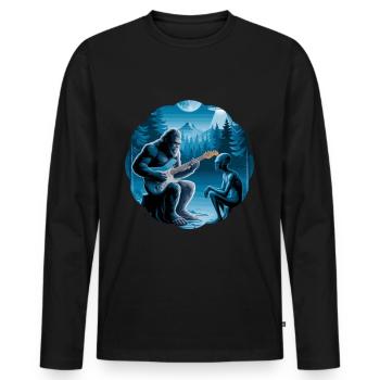 Bigfoot & Alien, Gitarre, Gitarrist - Männer Premium Bio Langarmshirt - Schwarz - Vorne - Nico (187cm)