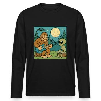 Bigfoot & Alien, Gitarre, Gitarrist - Männer Premium Bio Langarmshirt - Schwarz - Vorne - Nico (187cm)
