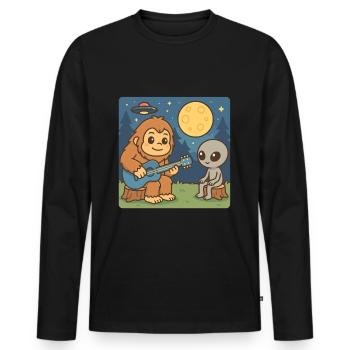 Bigfoot & Alien, Gitarre, Gitarrist - Männer Premium Bio Langarmshirt - Schwarz - Vorne - Nico (187cm)