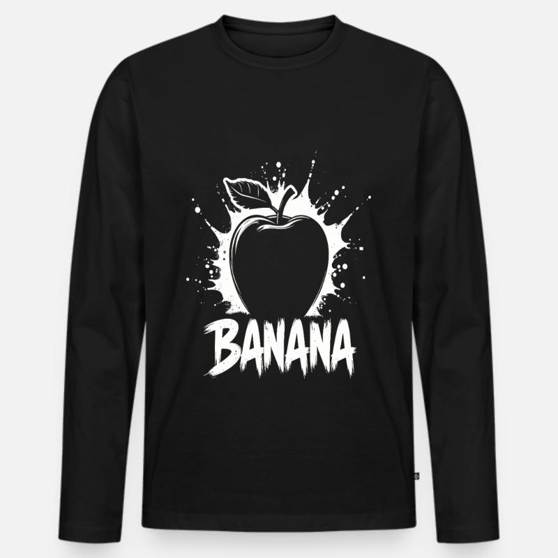 Banana Apfel Witz - Männer Premium Bio Langarmshirt - Schwarz