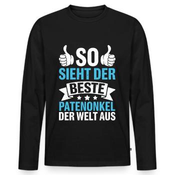So Sieht Der Beste Patenonkel Der Welt Aus - Männer Premium Bio Langarmshirt - Schwarz - Vorne - Nico (187cm)