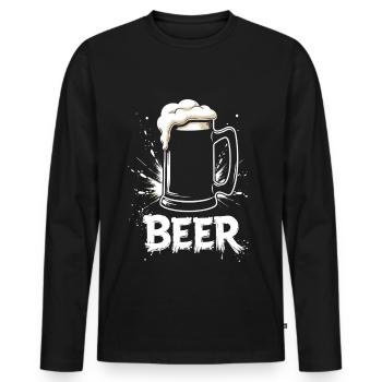 Beer Mug - Men's Premium Organic Long Sleeve Shirt - black - Front - Nico (187cm)