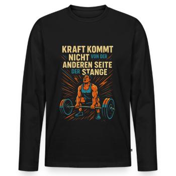 Bodybuilder Fitness Sport Chemise Dumbbell Studio - T-shirt manches longues Premium bio Homme - noir - Devant - Nico (187cm)