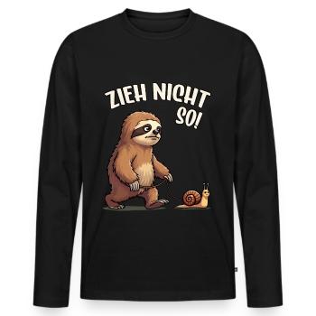 Faultier Spruch Zieh Nicht So Schnecke Wandern - Männer Premium Bio Langarmshirt - Schwarz - Vorne - Nico (187cm)