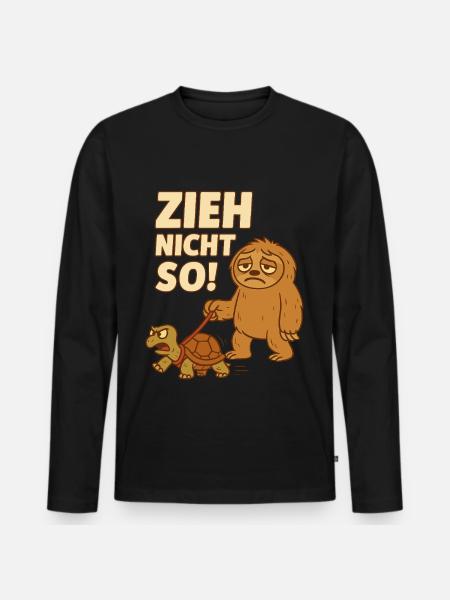Faultier Spruch Zieh Nicht So Schildkröte Wandern - Männer Premium Bio Langarmshirt - Schwarz