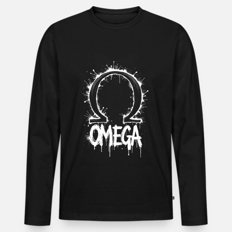 Omega Symbol Splash - Männer Premium Bio Langarmshirt - Schwarz