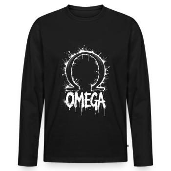 Symbole Omega Splash - T-shirt manches longues Premium bio Homme - noir - Devant - Nico (187cm)