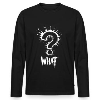 Quel point d’interrogation Splash - T-shirt manches longues Premium bio Homme - noir - Devant - Nico (187cm)