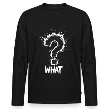 Quel point d’interrogation Splash - T-shirt manches longues Premium bio Homme - noir - Devant - Nico (187cm)