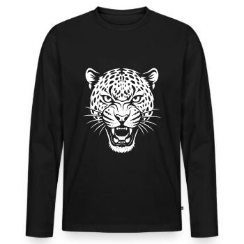 Leopard - Raubkatze, Afrika, Kostüm - Männer Premium Bio Langarmshirt - Schwarz - Vorne - Nico (187cm)