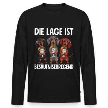 Die Lage Ist Besäufniserregend Dackel - Männer Premium Bio Langarmshirt - Schwarz - Vorne - Nico (187cm)