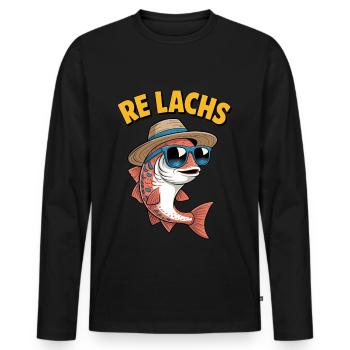 Re : Pêcheur au saumon Pêcheur disant Pêche au saumon - T-shirt manches longues Premium bio Homme - noir - Devant - Nico (187cm)