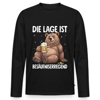 Die Lage Ist Besäufniserregend - Männer Premium Bio Langarmshirt - Schwarz - Vorne - Nico (187cm)