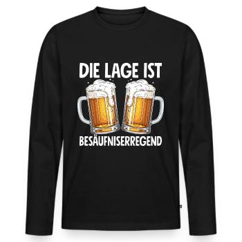 Die Lage Ist Besäufniserregend - Männer Premium Bio Langarmshirt - Schwarz - Vorne - Nico (187cm)