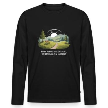 Vivre de manière détendue dans le Sauerland - T-shirt manches longues Premium bio Homme - noir - Devant - Nico (187cm)