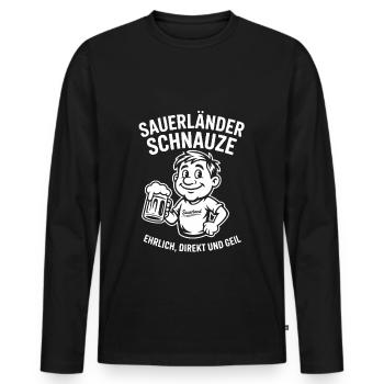 Sauerländer Schnauze Ehrlich Direkt Und Geil - Männer Premium Bio Langarmshirt - Schwarz - Vorne - Nico (187cm)