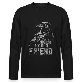 Rabe - Hello Darkness my old friend - Men's Premium Organic Long Sleeve Shirt - black - Front - Nico (187cm)