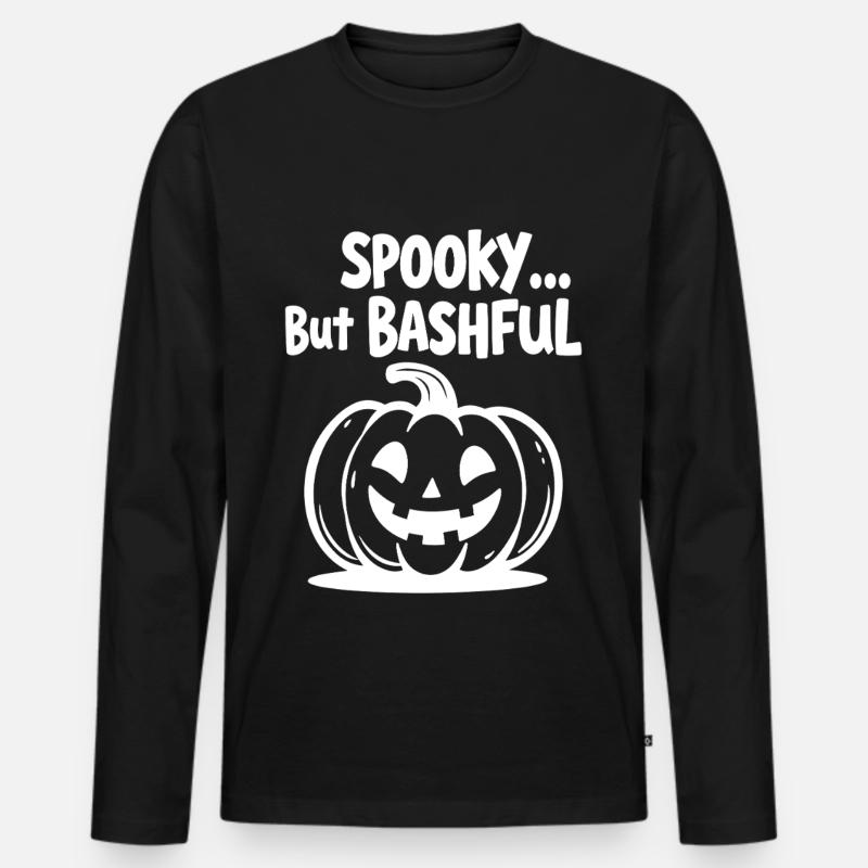 Spooky but Bashful - Männer Premium Bio Langarmshirt - Schwarz