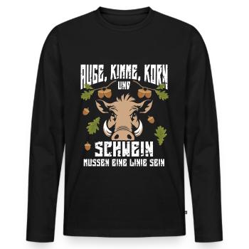 Auge Kimme Korn Und Schwein Müssen Eine Linie Sein - Männer Premium Bio Langarmshirt - Schwarz - Vorne - Nico (187cm)