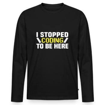 J’ai arrêté de coder pour être ici - T-shirt manches longues Premium bio Homme - noir - Devant - Nico (187cm)